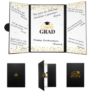 vlipoeasn 2024 graduation guest book alternative signature congrats certificate black gold class of 2024 graduation party supplies guest book for college high school unique graduation gift for friends