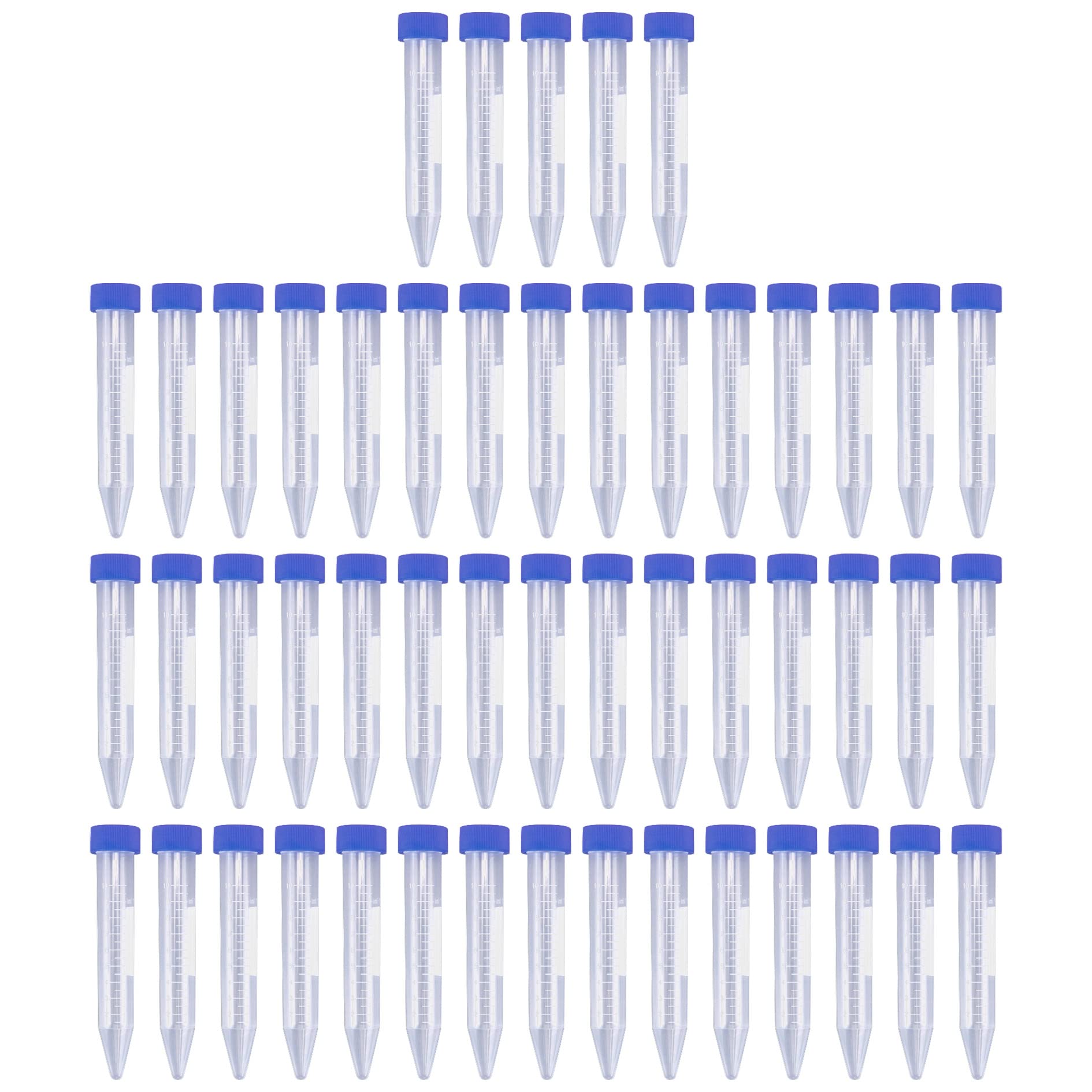 Antrader Centrifuge Tubes 10mL,Conical Tubes Sterile 50 PCS with Screw Caps,Plastic Container with with Graduated and Write Marks(Blue)