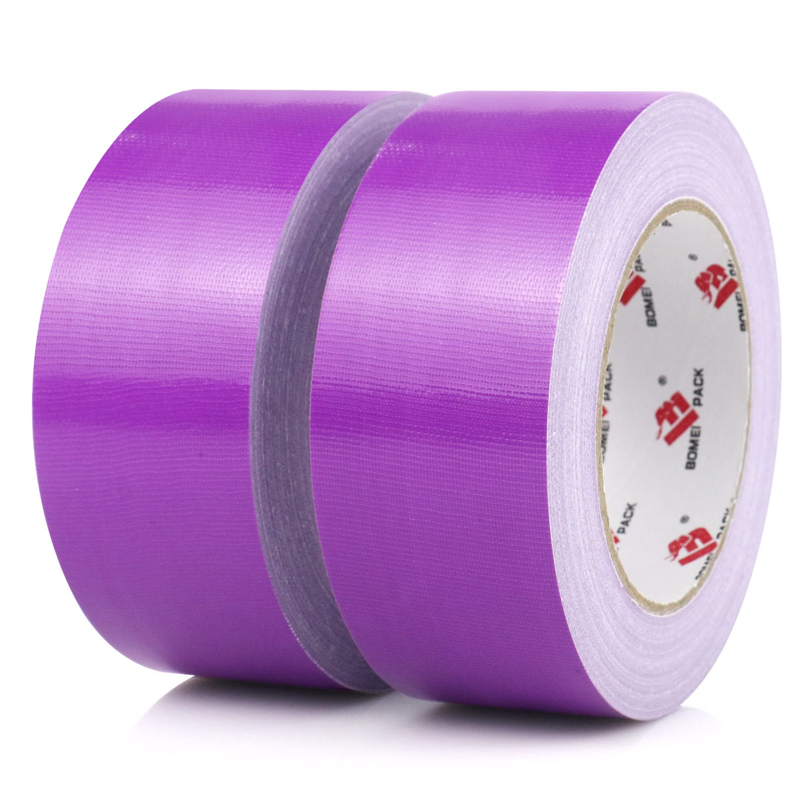 BOMEI PACK 2 Pack Purple Duct Tape Heavy Duty,9 Mil Thickness,2 Inches x 30 Yards,Strong Industrial Strength,Flexible,No Residue,Waterproof and Tear by Hand,Multi-Use for Indoor & Outdoor Repairs