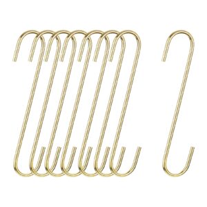 uxcell s hanging hooks, 8inch(200mm) extra long steel hanger, indoor outdoor uses for garden, bathroom, closet, workshop, kitchen, gold tone, 8pcs