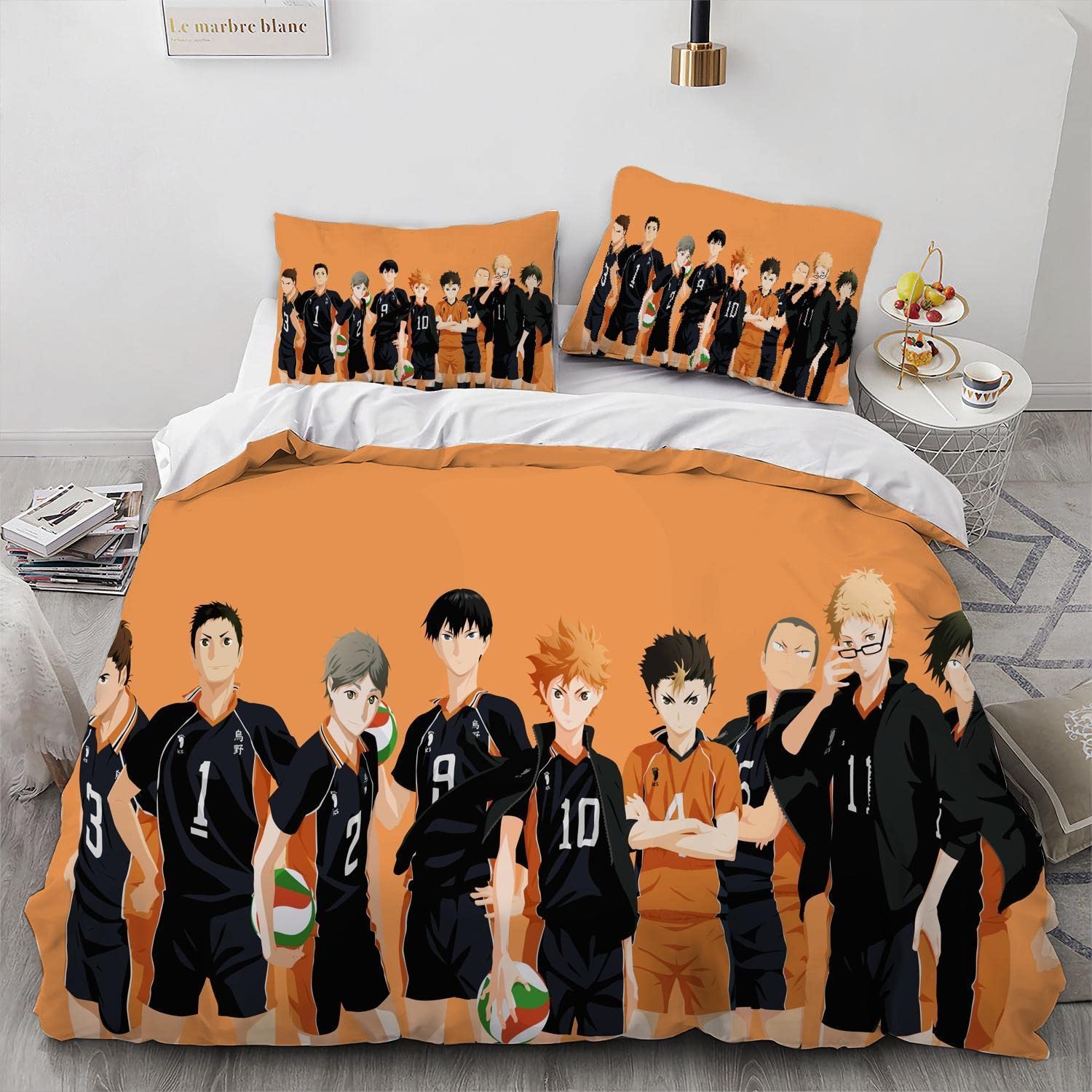 NICHIYOBI Haikyu Volleyball Teenager Anime Duvet Cove Bedding Set 3D Print Bedding Comforter Cover Duvet Cover Pillowcases 3 Pcs (06,Twin-68x86in+20x30in*2)