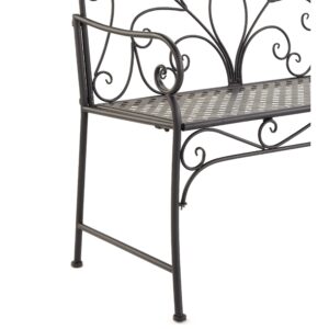 The Lakeside Collection Outdoor Garden Patio Metal Scrolled Bench, 40 1/2" Wide with 400 lb Capacity, Black