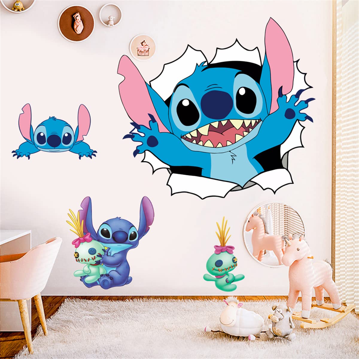 SKTFFR Lilo & Stitch Wall Stickers Cartoon Wall Decals Excellent Vinyl Wall Decor for Girls Room Living Room (Size 17.7 x 23.7 inch)