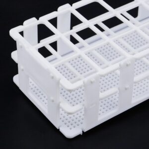 Antrader Plastic Test Tube Rack for 30mm Tubes,21 Holes Lab Test Tube Rack Holder,Detachable,White