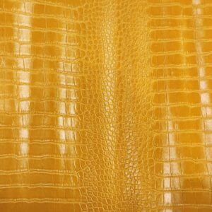 12" x 53" Glossy Embossed Crocodile Texture Faux Leather Roll Synthetic Leather Crafts Fabric for Wallets Keychains Handbags Making Sewing Crafts Material (Yellow)