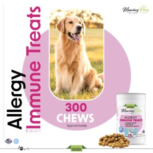 Munchies Paws Dog Treats Omega 3 Made in USA Immune Supplement 300 Count (Bacon)