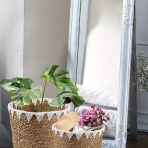 Serene Spaces Living Handmade Cattail Leaf Basket - Natural, Eco-Friendly & Durable - Perfect for Decoration, Storage, Potted Plant Cover/Cachepot or Gifting - KIT of 3 (Each in 3 Different Sizes)