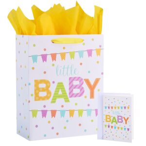 suncolor 13" large gift bag for baby shower with tissue paper(little baby)