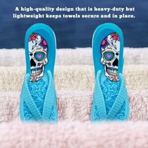 PERFORMORE Flip Flop Beach Towel Clips (Blue), 2-Pack, Portable Towel Holder Clips, Secure Clips for Beach Chairs Deck Patio Pool Boat Cruise Lounge Chair Accessories