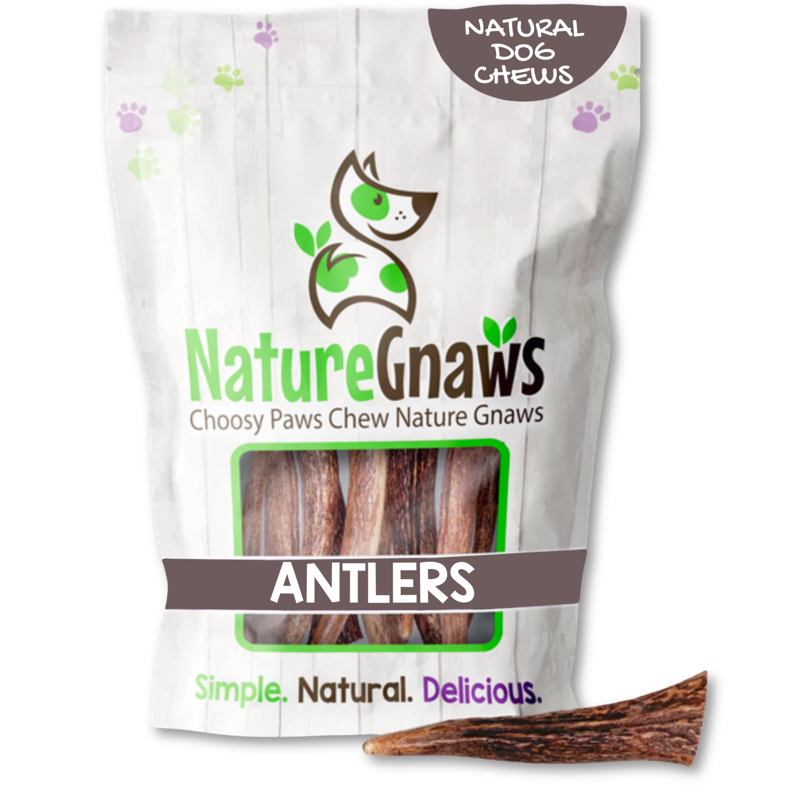 Nature Gnaws Antlers Tips for Small Dogs (1Lb) - Mix of Elk and Deer Antler - Variety of Short 2-4 inch Split and Whole Pieces