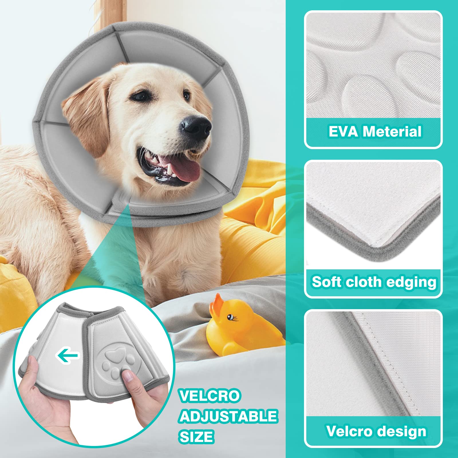 Soft Dog Cone Pet Cone Dog Recovery Collar Cone for Dogs After Surgery,Adjustable Cone Collar Dogs Elizabethan Collar