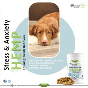 Munchies Paws Dog Treats Stress Relief Made in USA Stress and Anxiety Organic Hemp 300 Count (Peanut Butter)