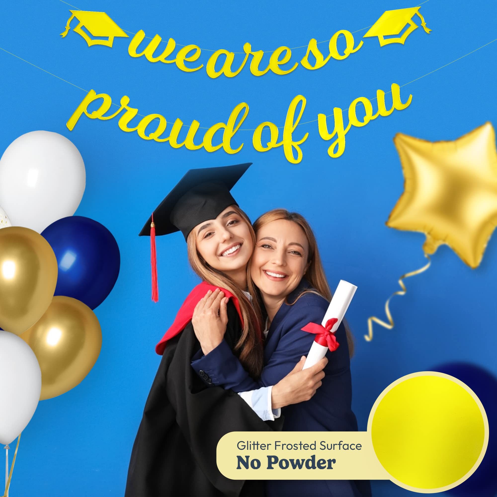 HOUSE OF PARTY We Are So Proud of You Graduation Banner 2024-6 Feet | Shiny Gold Congratulations Banner for Graduation Decorations Class of 2024 | Congrats Grad Banner for Graduation Party Decor