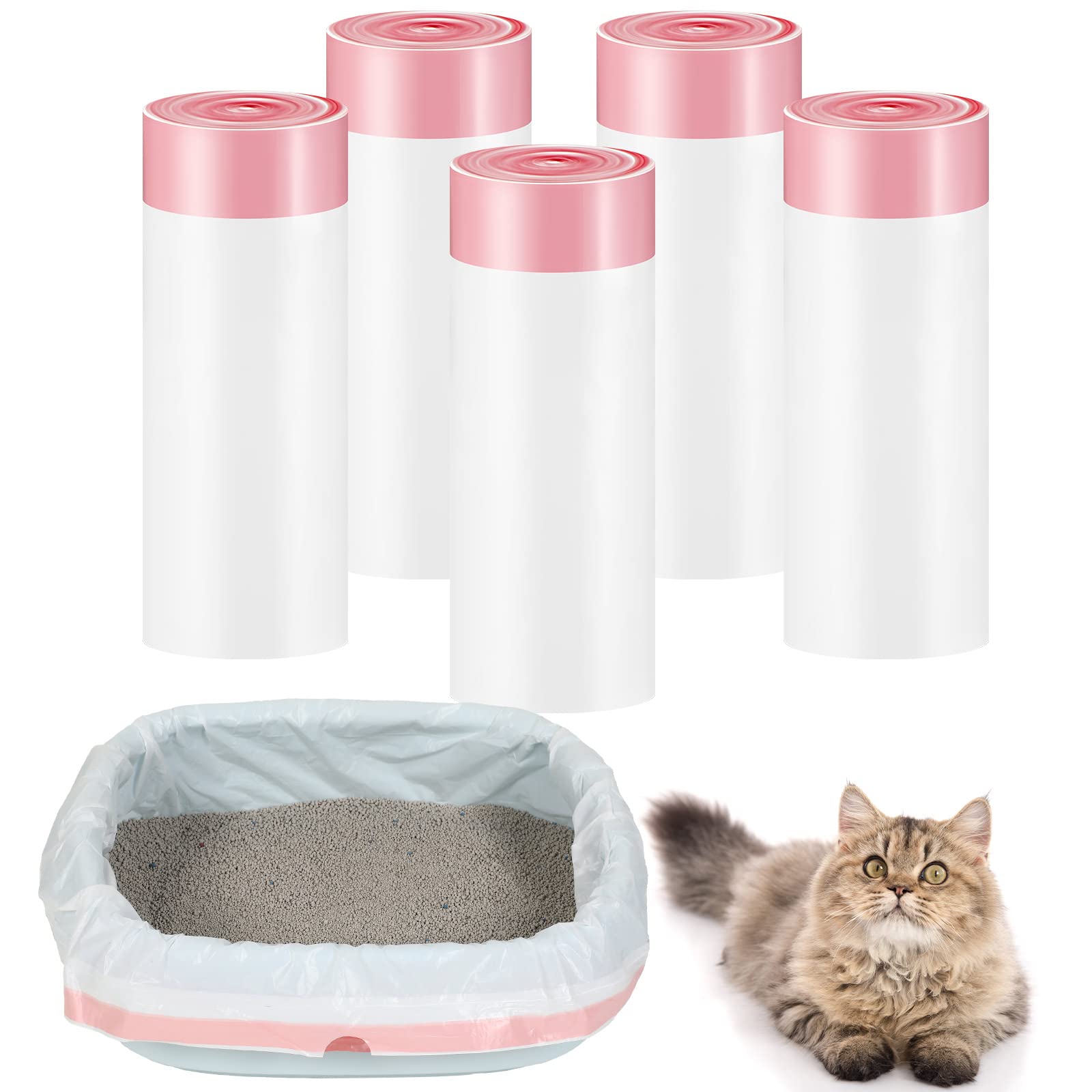 Colarr 50 Count Large Cat Litter Box Liners 31 x 18 Inch Liners Bags with Drawstring Cat Liners for Litter Box Pets Cats