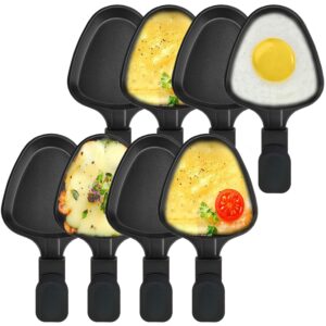 kosmosta non-stick coated mini grill cheese pan melting accessories for raclettes replacement trays raclette dishes mini raclette pans, triangle shape(8pcs)