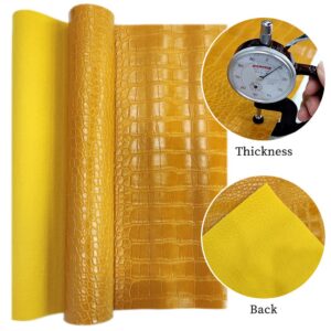 12" x 53" Glossy Embossed Crocodile Texture Faux Leather Roll Synthetic Leather Crafts Fabric for Wallets Keychains Handbags Making Sewing Crafts Material (Yellow)