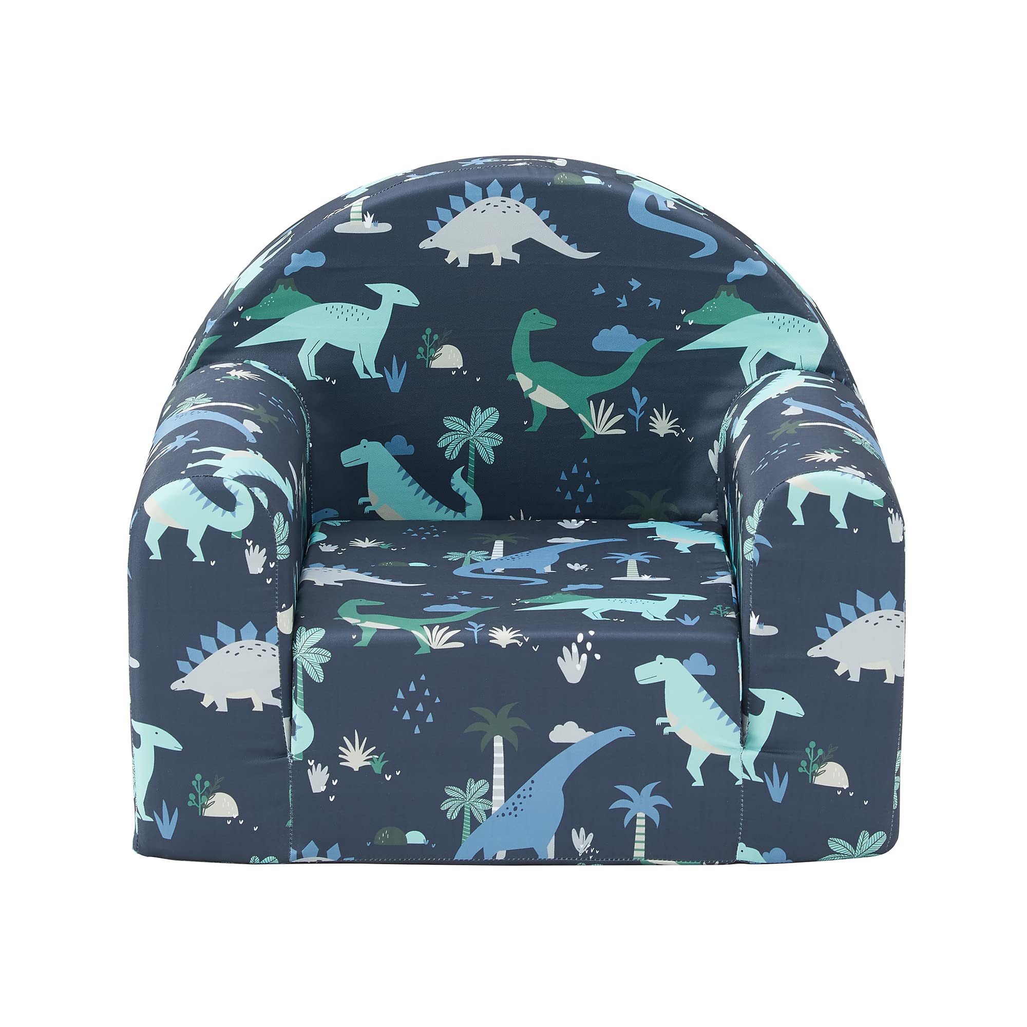 Ulax furniture Kids Sofa Couch, 2-in-1 Flip Out Toddler Couch, Baby Lounge Chair (Navy Dinosaur)