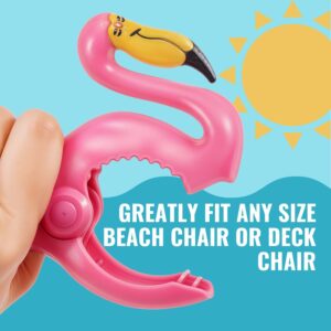 Performore 2 Pack of Flamingo Beach Towel Clips, Portable Towel Holder Clips, Secure Clips for Beach Chairs Deck Patio Pool Boat Cruise Lounge Chair Accessories (Pink)