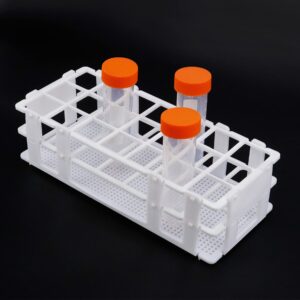 Antrader Plastic Test Tube Rack for 30mm Tubes,21 Holes Lab Test Tube Rack Holder,Detachable,White