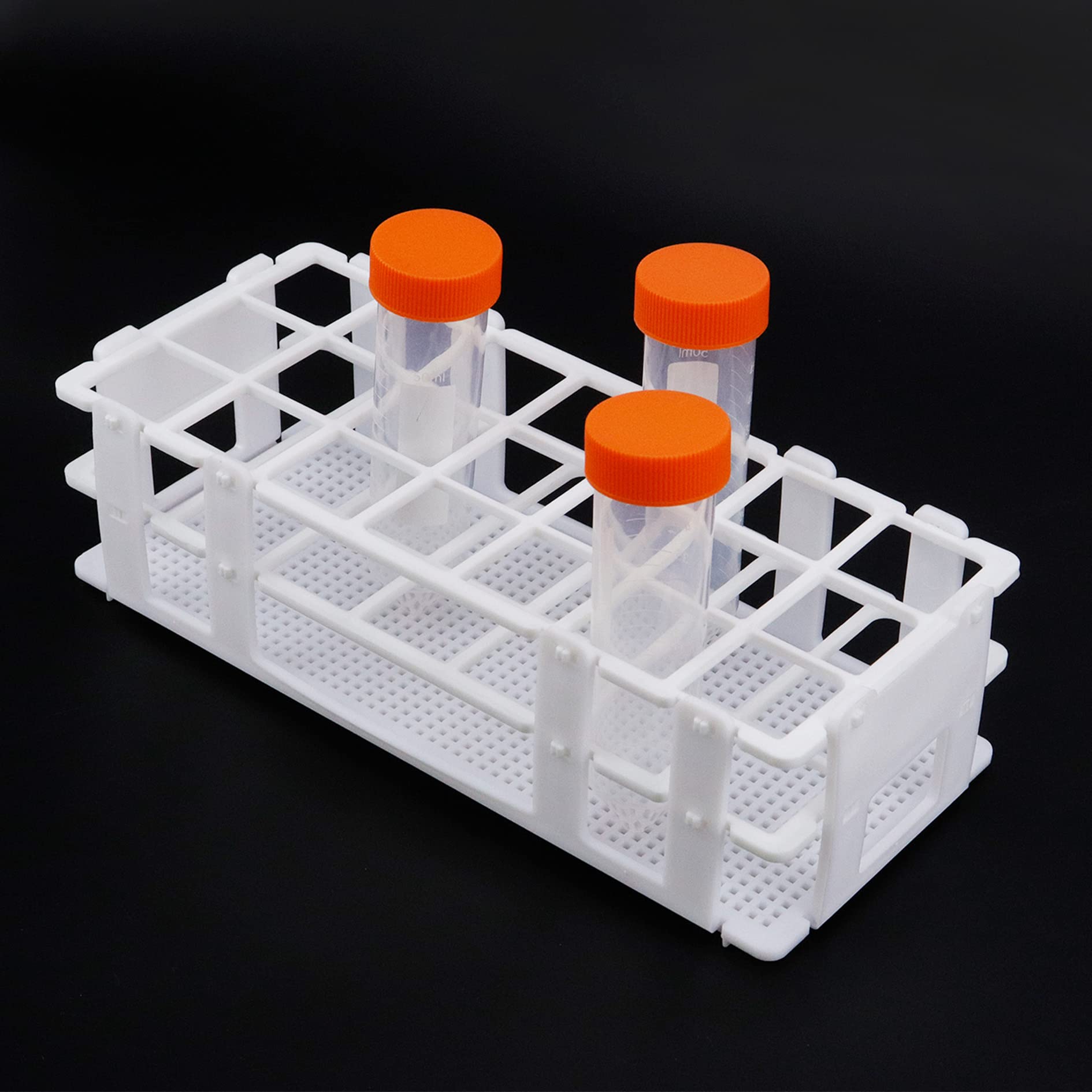 Antrader Plastic Test Tube Rack for 30mm Tubes,21 Holes Lab Test Tube Rack Holder,Detachable,White