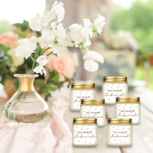 7 Pcs Bridesmaid Gifts Candle Maid of Honor Candle Matron of Honor Gift for Women Lavender Scented Candles Gifts Bridal Proposal Invited Favor for Bridal Shower Wedding