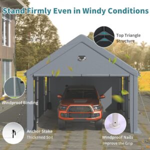 12x20 Heavy Duty Carport Canopy - Extra Large Portable Car Tent Garage with Roll-up Windows and All-Season Tarp Cover,Removable Roof &Side Walls for Car, SUV,Boats&Truck Shelter Sheds