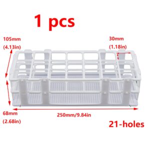 Antrader Plastic Test Tube Rack for 30mm Tubes,21 Holes Lab Test Tube Rack Holder,Detachable,White