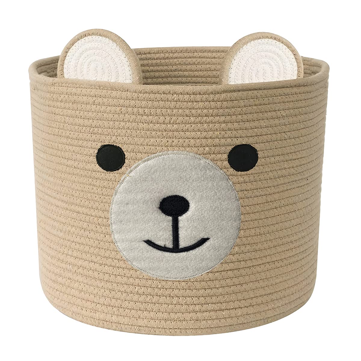 Bear Laundry Baskets Laundry Hamper Storage Basket with Handles,Decorative Basket for Living room,Woven Storage Basket for Toys Bin Pillows Blankets Clothes (Khaki - Version 2)