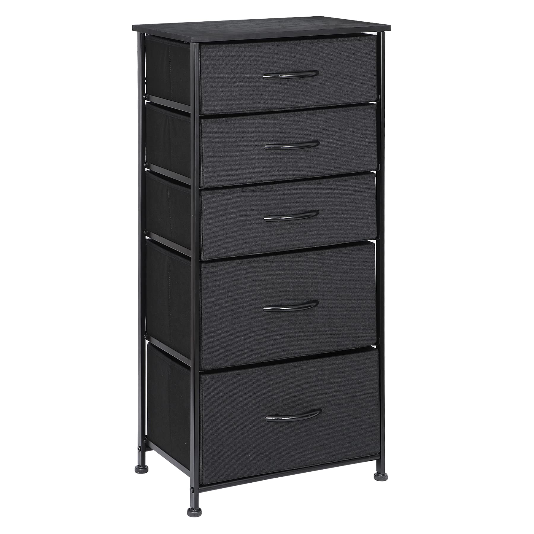 ZENY Vertical Dresser Storage Tower with 5 Drawers - Sturdy Metal Frame, Wood Top, Easy Pull Fabric Bins - Organizer Unit for Bedroom, Hallway, Entryway, Closet & Nursery