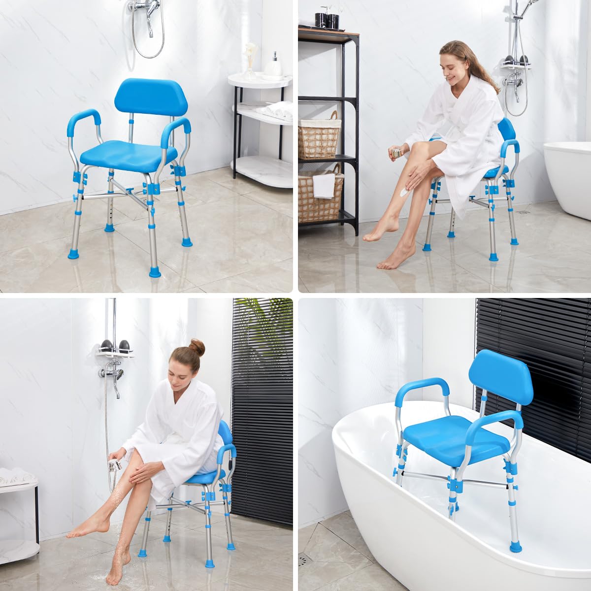 Zler Heavy Duty Shower Chair with Back, 500lbs Padded Shower Chair for Inside Shower - Tool-Free Anti Slip Bathroom Seat for Elderly, Senior, Handicap & Disabled