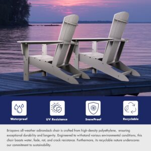 BRIOPAWS Adirondack-Chairs-Set of 2 | Fire Pit Chair | Oversized | HDPE Plastic | Weather Resistant | for Deck Outdoor Poolside Campfire | White