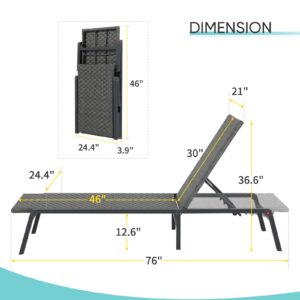 Verano Garden Set of 2 Patio Lounge Chair, Adjustable 5-Position Folding Pool Chaise Lounge Set for Outdoor Patio Lawn Beach Deck W/Aluminum Frame, 300lb Weight Capacity, Fully Assembled