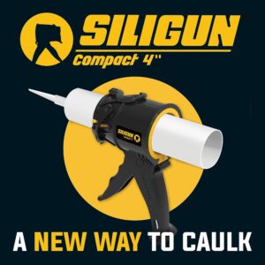 SILIGUN™ Compact Caulking Gun - No Drip Caulk Gun - Patented Design - Lightweight ABS Frame - Works with All 10 oz Tubes (SILIGUN Nozzle Kit)