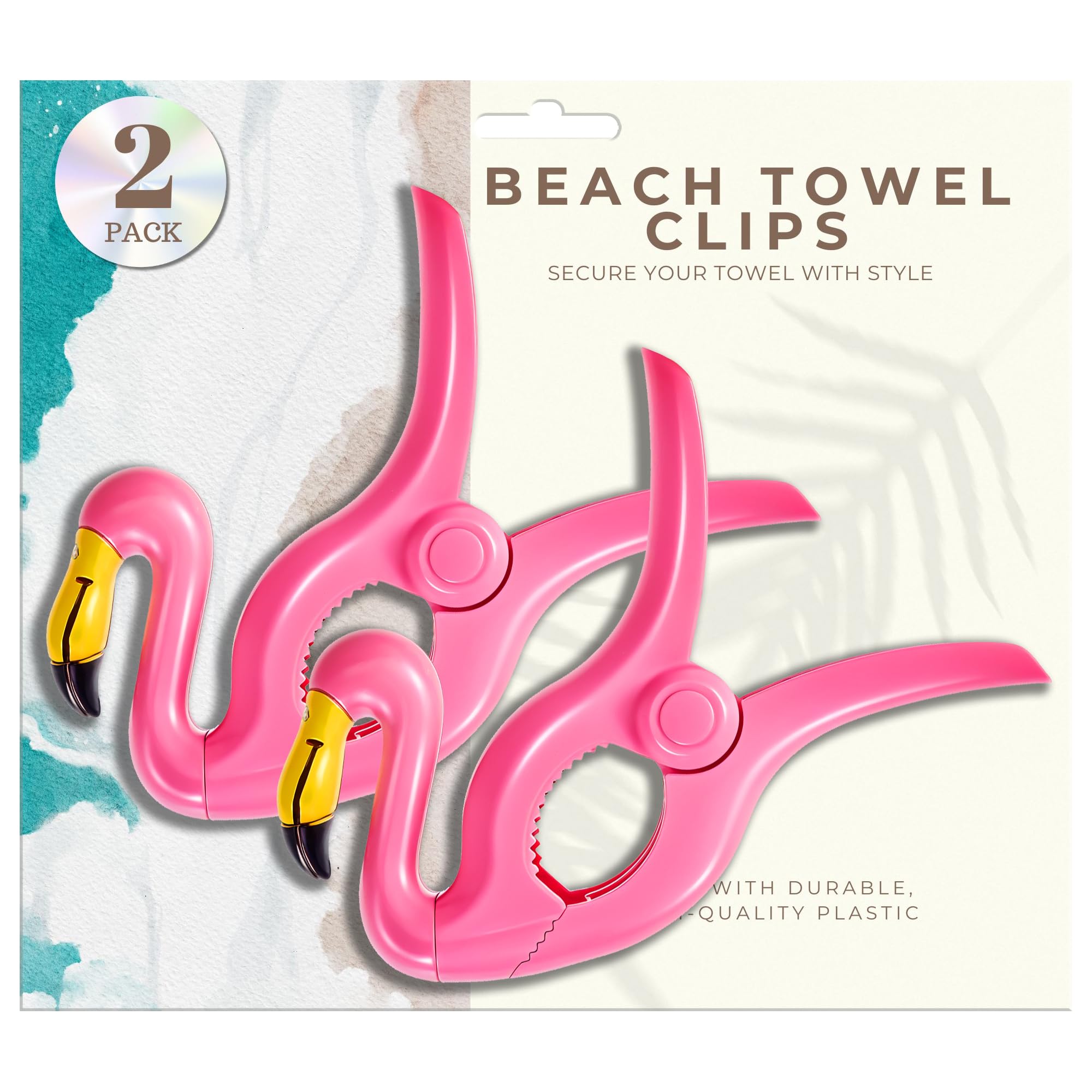 Performore 2 Pack of Flamingo Beach Towel Clips, Portable Towel Holder Clips, Secure Clips for Beach Chairs Deck Patio Pool Boat Cruise Lounge Chair Accessories (Pink)