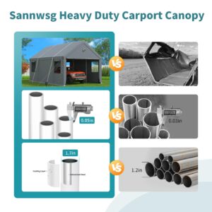 12x20 Heavy Duty Carport Canopy - Extra Large Portable Car Tent Garage with Roll-up Windows and All-Season Tarp Cover,Removable Roof &Side Walls for Car, SUV,Boats&Truck Shelter Sheds