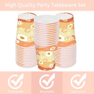 Oigco 120PCS Groovy Birthday Party Supplies Hippie Boho Plates Napkins Cups Retro Daisy Flower 60's Style Party Supplies for Girls Happy Birthday Tableware Set for 24 Guests