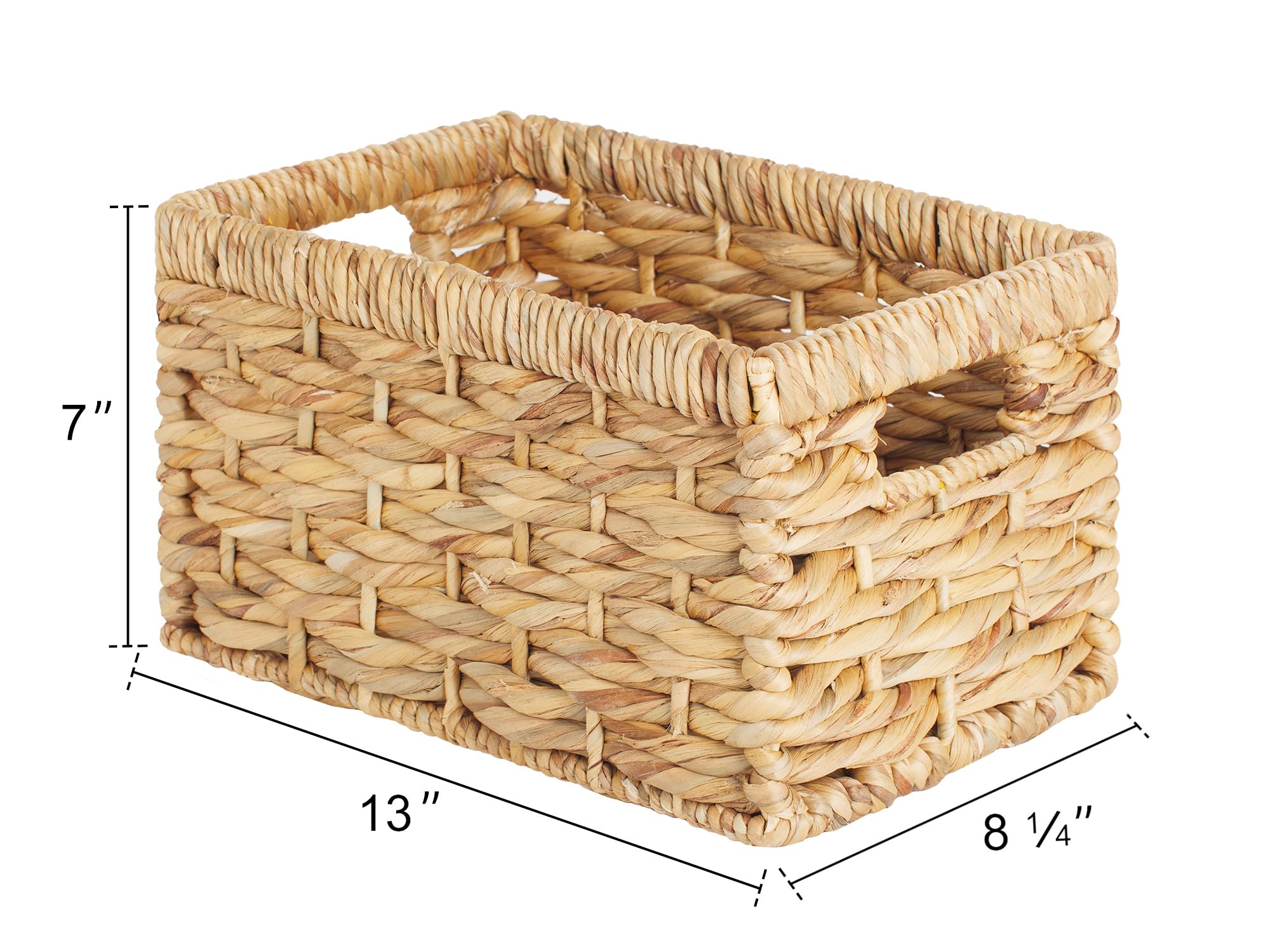 StorageWorks Small Wicker Baskets, Water Hyacinth Baskets with Built-in Handles, Handwoven Bathroom Baskets for Organizing, Medium & Small, 2 Pack