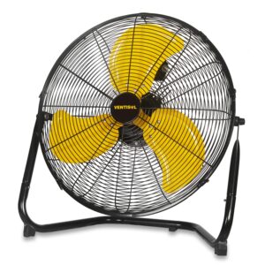 ventisol 20 inch high velocity commercial industrial floor fan 4650cfm with 3-speeds,360 degree adjustable tilting head, metal shop fan for home,garage, greenhouse, basement- etl listed