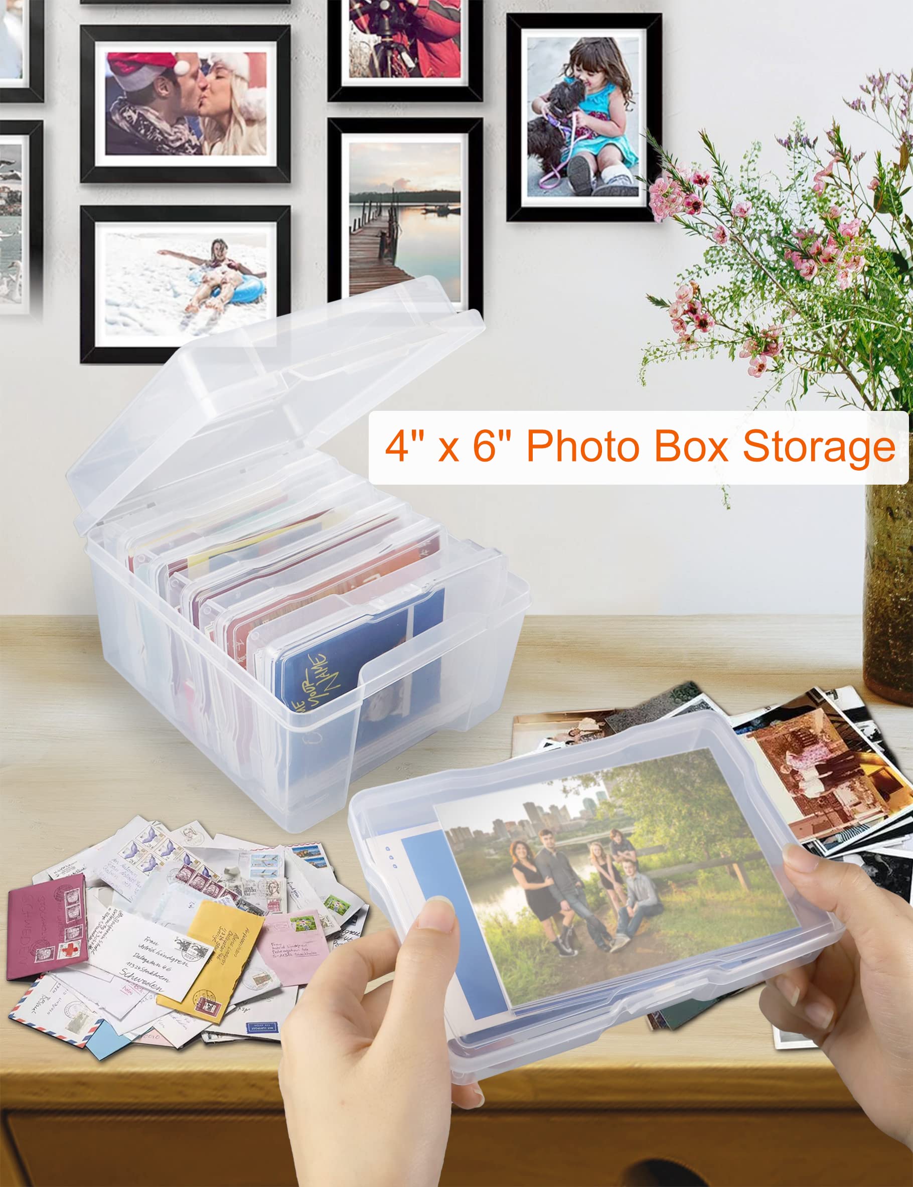 Sjqecyfv Photo Storage Box 4x6 Pictures Organizers Case Photo Keeper Container Box Seed Storage Organizer Craft Storage Boxes (Clear)