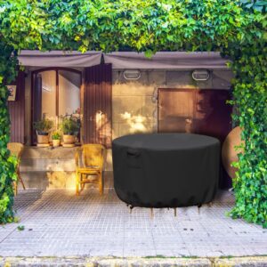 Brosyda Round Patio Furniture Cover, Waterproof Outdoor Table Covers, Windproof Heavy Duty Patio Furniture Cover for Outdoor Table Chair Furniture Set, Tear Resistant, 72"DIA x 28"H, Black