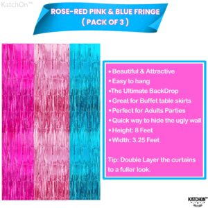 KatchOn, Large Pink and Blue Streamers - 9.75x8 Feet | Pink Streamers and Blue Fringe Backdrop, Unicorn Birthday Decorations | Pink and Blue Decorations, Mermaid Birthday Decorations, Mermaid Backdrop