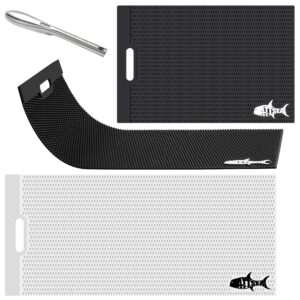 ATTSEA Non-Slip Fish Fillet Mat Regular L Size 23.5" x 15.75" ! for The Big Fish Stainless Fish Scaler Included (Black, Regular Large)