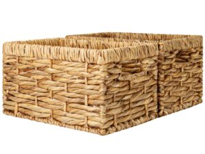 storageworks small wicker baskets, water hyacinth baskets with built-in handles, handwoven bathroom baskets for organizing, medium & small, 2 pack