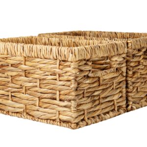 StorageWorks Small Wicker Baskets, Water Hyacinth Baskets with Built-in Handles, Handwoven Bathroom Baskets for Organizing, Medium & Small, 2 Pack