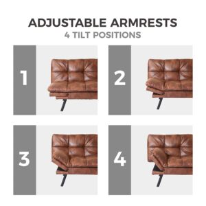 Anwick Convertible Memory Foam Futon Couch Bed, Leather Futon Sofa Bed, Folding Modern Sleeper Sofa with Quick Adjustable Armrest and Backrest for Studio Apartment/Home Office/Small Space (Brown)