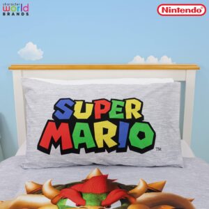 Nintendo Super Mario Official Single Duvet Cover Set, Here We Go Design | Reversible 2 Sided Bedding Cover Official Merchandise Including Matching Pillow Case | Single Bed Set | Polycotton