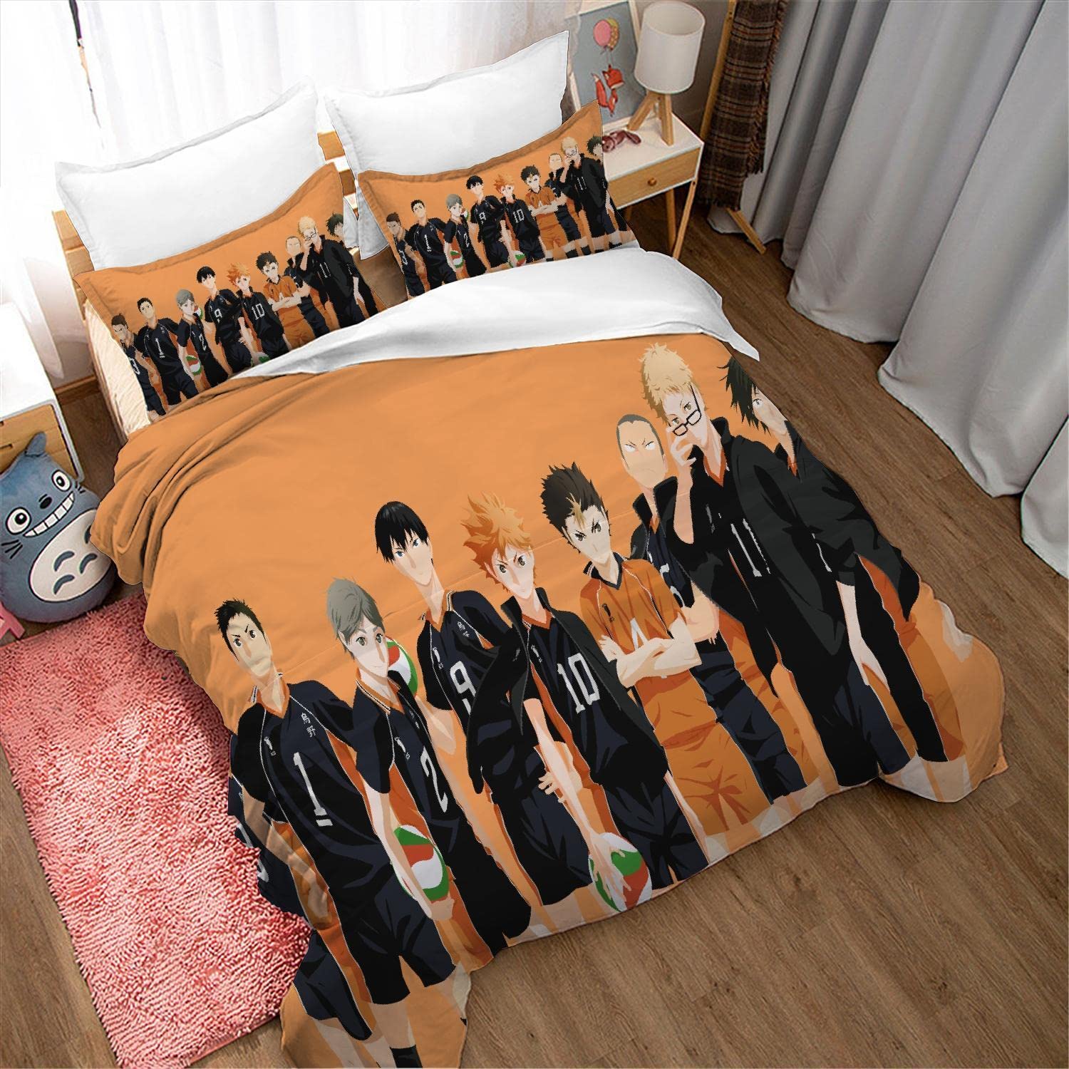 NICHIYOBI Haikyu Volleyball Teenager Anime Duvet Cove Bedding Set 3D Print Bedding Comforter Cover Duvet Cover Pillowcases 3 Pcs (06,Twin-68x86in+20x30in*2)