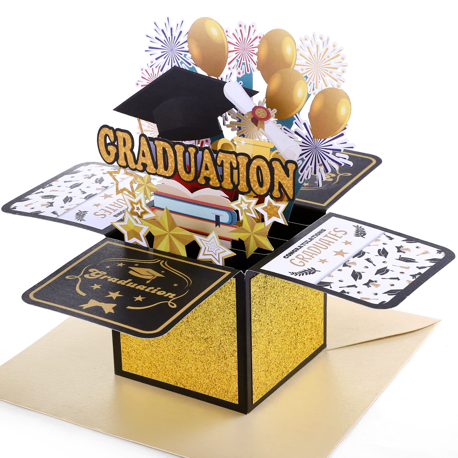 Kesote Graduation Pop Up Card with Envelope, 3D Card for Graduation Congrats Grad Card, Pop Up Graduation Card 2024 for High School College University PHD Graduates