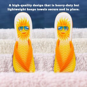 PERFORMORE Flip Flop Beach Towel Clips (Yellow), 2-Pack, Portable Towel Holder Clips, Secure Clips for Beach Chairs Deck Patio Pool Boat Cruise Lounge Chair Accessories