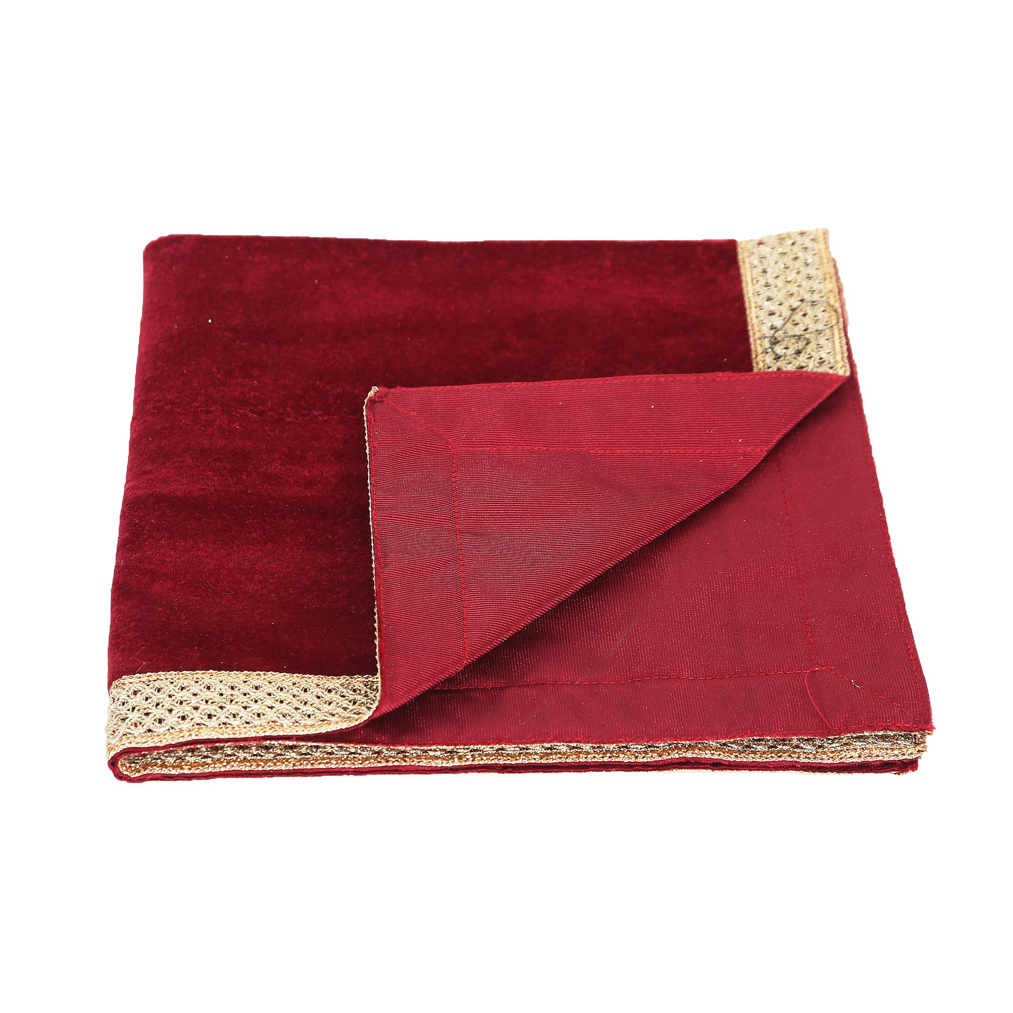 Indian Consigners Small Solid Color Velvet Cloth for Multipurpose Use (Red)